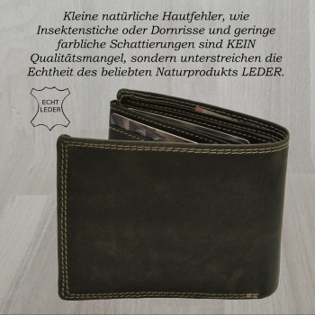 Biker Börse Motorrad Fahrer Rocker Portemonnaie Hunter Voll Leder Geldbeutel Portemonee in schwarz